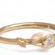 Leaves Engagement Ring - 18K Yellow Gold and Diamond engagement ring, engagement ring, leaf ring, filigree, antique,art nouveau,vintage, 14
