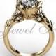 14k yellow gold diamond unusual unique flower engagement ring, bridal ring, wedding ring ER-1033-2