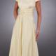 Satin Short Sleeves Champagne Ruched Tea Length