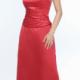 Satin Red Strapless Floor Length Ruched