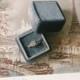 Free shipping! Gray Velvet Ring Box Handmade Wedding Vintage  Shiny