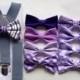 Boys lavender bow tie and suspenders, boys purple bow tie and suspenders, lavender wedding bow tie, purple wedding bow tie, ring bearer