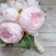 Peony Bouquet with Cream and Blush Peonies - Silk Peony Wedding Bouquet, Peonies