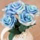 6 blue Roses _ Crepe paper roses- wedding decoration- blue roses- house decoration- paper flower - crepe paper rose paper rose.