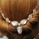 Rose Gold Headpiece Wedding Headband Tulip Flower Hair Piece Rose Gold Jewelry Cats Eye Jewelry Hair Chain Headpiece