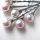 Pink and White Hair Pearl Pins Wedding Set