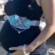 Aqua and Grey Maternity Sash or Wedding Sash-  Photo Prop- Newborn Prop- Aqua Sash- Belly Sash