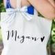 Personalized Bag Gift for Bridesmaids, Tote Bags Canvas w/Striped Ribbon Gift for Wedding Bridal Party, Birthday Gift ( Item - BPN300)