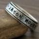 Distressed Text Spinner Ring in Sterling Silver - Say what YOU want on this hand stamped ring with Uppercase Block Font