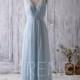 2016 Light Blue Bridesmaid Dress Long, V Neck Wedding Dress, Maxi Dress, Backless Prom Dress, Chiffon Evening Dress Floor Length (F350)