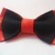Red&black satin bow tie Hand embroidered bowtie Wedding bowties Classic red and black bowtie Nœud papillon noir et rouge Satin Groom'ss ties