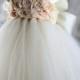 Flower girl dress Ivory Champagne Tutu dress Wedding dress Birthday dress Newborn 2T to 8T