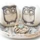 Owls Wedding cake topper - a pair of love birds watching on their little nest Wedding decoration