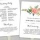 Printable Wedding Program Template, Fan Wedding Programs, DIY Wedding Programs, Wedding Fans, Editable text, 5x7, Blush Peony