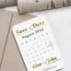 Mini Sparkling Gold Save the Date Calendar Magnet