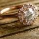 Diamond Engagement Ring in Round Halo-Style Setting in 14K Rose Gold Size 7