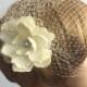 Birdcage veil Vintage inspired Blusher and Detachable Bridal Fascinator Magnolia Wedding Reception - Acelin