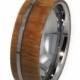 Mens Tungsten Wedding Band, Wood Ring with Flat Profile, Custom Waterproof Ring