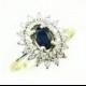 Sapphire Engagement Ring, Diamond and Sapphire Ring, Sapphire and Diamond Ring, 14K Anniversary Ring, 14K Diamond Ring, Fast Free Shipping