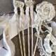 Bridal Wedding Party Wand Set, Alternative Bouquet for Bride, Bridesmaids or Flower Girls, Neutral Colors, Bridal Package