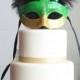 Mardi Gras Green and Gold Masquerade cake topper