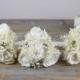 Handmade Weeding Bouquet, Rustic Woodland Bridesmaids Bouquet, Ivory Tallow Berries Bouquet, Sola Flowers Bouquet, Alternative Bouquet