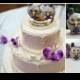 Owl purple wedding cake topper, love bird with PURPLE EYES, birdcage veil for bride, with banner