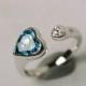 London blue topaz ring heart shape gemstone ring sterlinger  silver ring white gold plated promise ring for her engagement ring