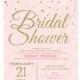 Blush Pink & Gold Glitter Bridal Shower Invitation Confetti Stripes Wedding Shower Printable bridal brunch invite