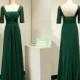 Emerald Green Long Bridesmaid Dress Lace Short Sleeves Evening Dress for Women Chiffon Prom Dress Formal Party Gown
