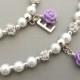 Personalised childrens pearl necklace and bracelet set, flower girl gift set, flower girl jewelry set, personalised flower girl bracelet