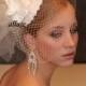 BIRD CAGE VEIL. Bridal hat with birdcage veil and lace and flower. Charming fascinator. Wedding hat with veil