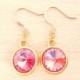 Rose Rivoli Earrings - Swarovski Crystal Earrings - Gold Dangle Earrings - Rivoli Jewelry - October Birthstone