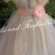 Grey Flower girl dress, Shabby Chic Tutu Dress with Sleeves and Pink Flower Sash, Weddings, Parties, Birthdays, Baby up to Girls Size 16