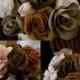Linen bouquet of one dozen mixed color long stem roses flowers for decoration or wedding