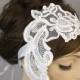 Lace Bridal Headband, Ribbon Fascinator. White. Handmade.