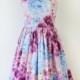Custom made floral bridesmaid dress, violet dress, cotton dress, vintage inspired bridesmaid dress