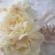 Renaissance Ivory and Champagne Bridal Bouquet Wedding Flower Package  Groom's and Groomsmen Boutonnieres