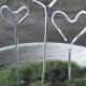 Aluminum Cake Topper Cupcake Decor Terrarium Decor Hammered Heart Sticks Set of 3
