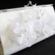 white Bridal Wedding Bag Clutch Formal Wear with Silk Flower Bridal wedding clutch evening bag