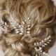 Fern Leaf Pearl Crystal Hair Pins,Fern Leaf Bridal Hair Pins, Wedding Hair Accessories, Bridal Hair Accessories, Ivory Pearl Hair Pins