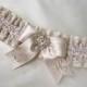 Vintage style ivory champagne lace satin  wedding bridal Personalized garter any size / language