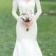 H1588 Elegant illusion lace long sleeved mermaid wedding dress