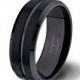 Mens Wedding Bands Black Tungsten Ring 8mm Brushed with Center Groove and Beveled Edges Comfort Fit