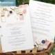 Printable Wedding Program Fan - DOWNLOAD Instantly - EDITABLE TEXT - Mason Jars Blossom (Navy, Gold & Pink) 5 x 7 - Microsoft® Word Format