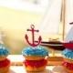 Nautical Cupcake Toppers Set of 12 - Sailboat Baby Shower - Little Sailor Birthday - AHOY It's a Boy - Sailboat Decorations - Anchor Party