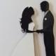 Wedding Cake Topper Silhouette Groom and Bride, Black and White Acrylic Cake Topper [CT38a]