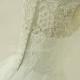 Vintage knee length lace wedding dress,  lace prom dress with illusion neckline