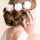 Wedding Hair Flower Pins - Bridal Flower Pins - Bridal Hair Pins - Wedding Headpiece - Bridal Headpiece - Organza, Set of 3
