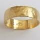 Men's Wedding band 14k gold Wedding ring hammered sandblast finish yellow gold ring 6mm wide